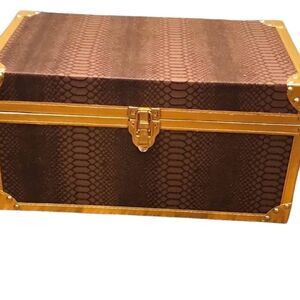 Madison Art  Gold Accented Faux Leather Decorative Trunks